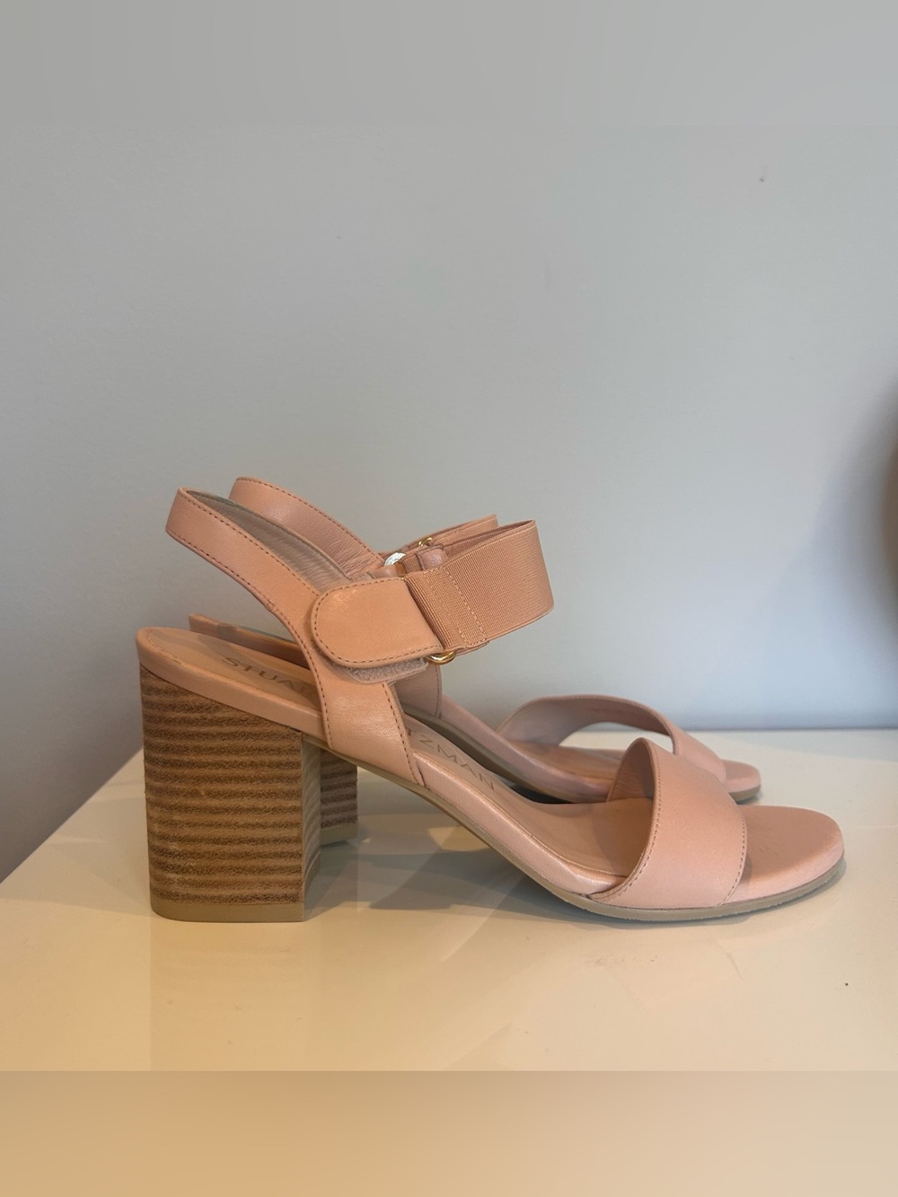 Stuart Weitzman Blush Pink Block Heel Sandals